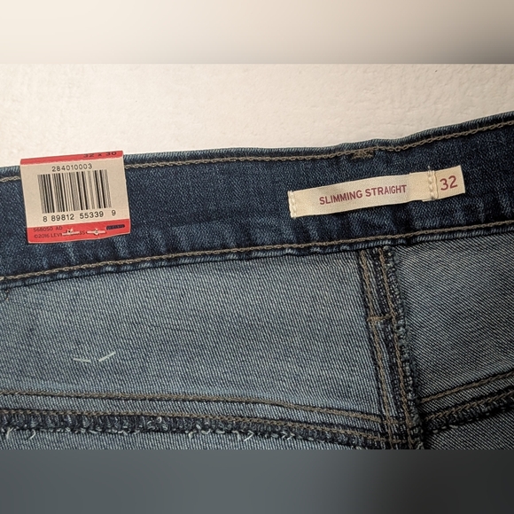 NWT Levi's Blue Denim Jeans, Slimming Straight,  32x30 - Picture 9 of 10